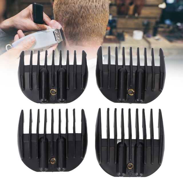 Peignes de Protection Universels pour Tondeuse, Ensemble de 4 Guides de Coupe de Cheveux pour une Coupe Facile, Maintien de la Longueur, Conception Portable avec Dents Rondes