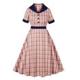thumbnail image 1 of Ovzne Robes d'Été pour Femmes 2025 Robe Femme Mode Femme Été Décontractée Col en V Bouton Fermeture Éclair Manches Courtes Robe à Carreaux Robe d'Été Manches Courtes Liquidation, 1 of 6