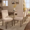 thumbnail image 3 of Morden Fort Farmhouse Dining Table Set for 4, Country Style Kitchen Table with 4 Upholstered Chairs, Rustic Vintage Dining Set for Kitchen or Breakfast Nook, 3 of 5