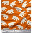 thumbnail image 1 of Soimoi Orange Poly Georgette Fabric Polar Bear Animal Decor Fabric Printed Yard 42 Inch Wide, 1 of 5