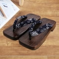 thumbnail image 2 of Japanese Wooden Clogs Comfortable Geta Sandals for Men Women Blue Square 45, 2 of 7