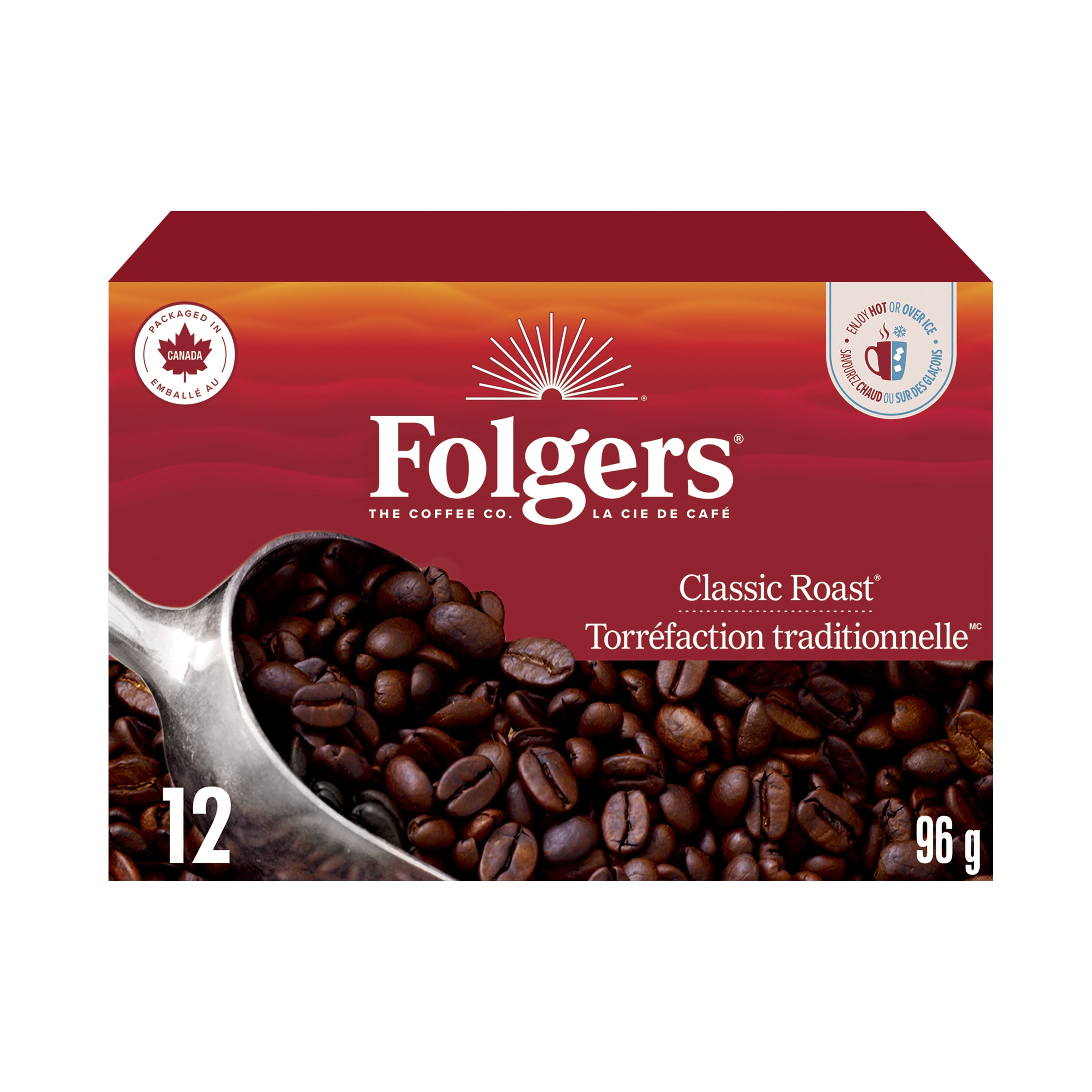 Folgers Torréfaction Traditionnelle Moyenne Dosettes de Café K-Cup, 12 Dosettes