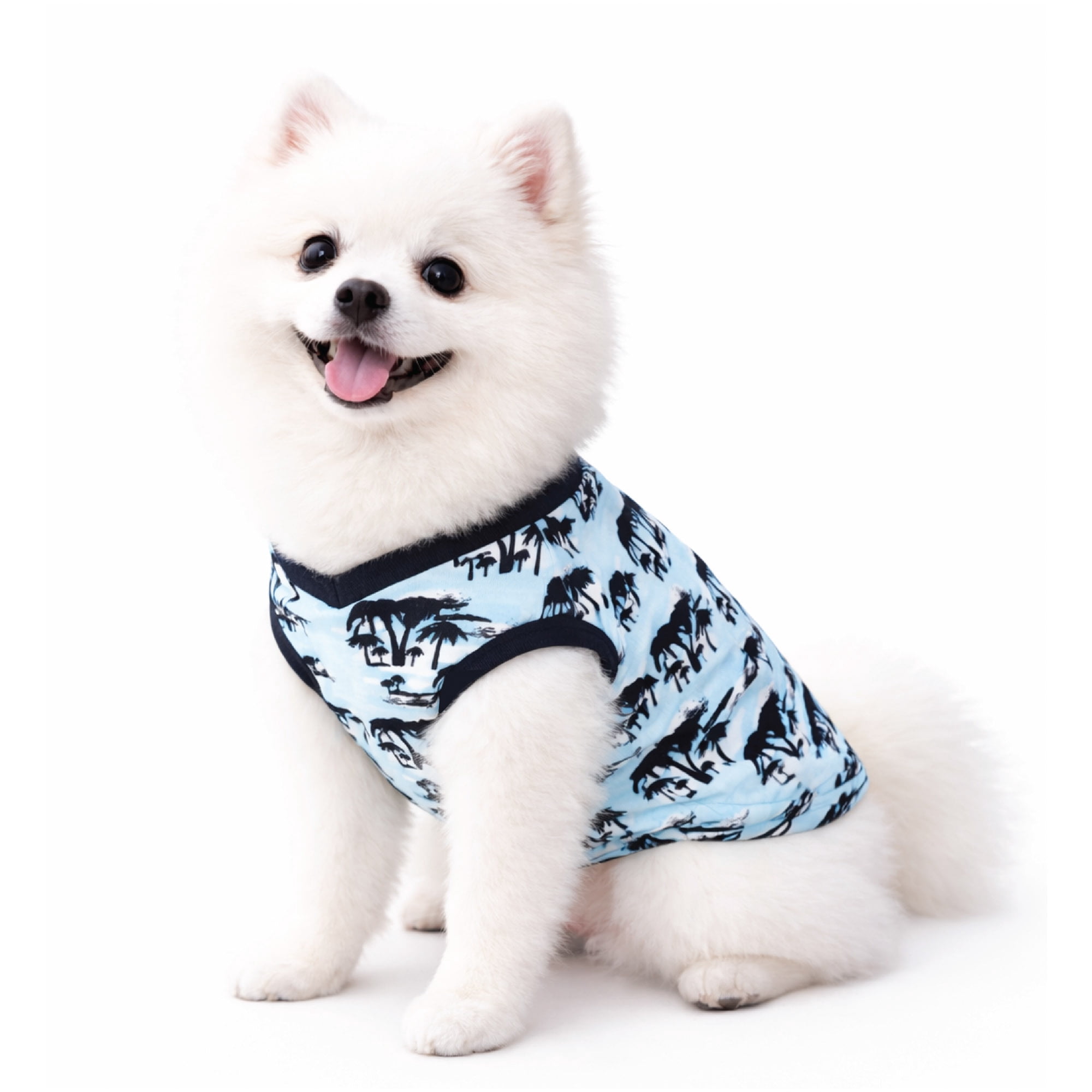 One Paw, Dog T-Shirt, Tropical Trees, Light Blue, Lightweight, Multiple Sizes, for Dogs