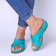 thumbnail image 3 of Womens Wedge Dress Slip on Sandals Beach Bohemian Summer Flower Leather Open Toe Mid Heel Slides Slippers, 3 of 5