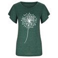 thumbnail image 3 of EGNMCR T-Shirts pour Femmes Mode Femmes Col Rond Manches Courtes T-shirt à Volants Imprimé Hauts Blouse d'Été, 3 of 7
