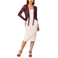 thumbnail image 2 of INSPIRE CHIC Women's Floral Lace Cardigans Tie Front Ruffled Hem Sheer Crop Bolero Shrug M Burgundy, 2 of 7