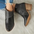 thumbnail image 2 of jovati Womens Leather Patchwork Thick Heel High Heel Zipper Pointed Snake Ankle Boots, 2 of 9