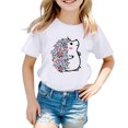thumbnail image 1 of PMVFHDE Hauts pour Filles T-Shirts pour Filles T-Shirts Graphiques T-Shirts pour Fille Hauts d'Été Tendance pour Filles Hauts d'Été pour Fille T-Shirt Graphique Mignon pour Fille Col Rond Manches Courtes T-Shirt d'Été Blanc, 3-4 Ans, 1 of 5