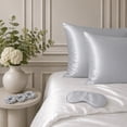 thumbnail image 1 of Swift Home 6-Piece Satin Pillowcase Gift Set with Eye Mask and Scrunchies, Beauty Sleep Set, Sliver, 1 of 7