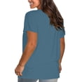thumbnail image 2 of WTXUE T-Shirts à Manches Courtes, Chandails à Col Rond pour Femmes Chandails en Coton Chandails Amples T-Shirts Hauts Amples Unis / Décontractés pour Femmes Bleu Foncé TTG, 2 of 8