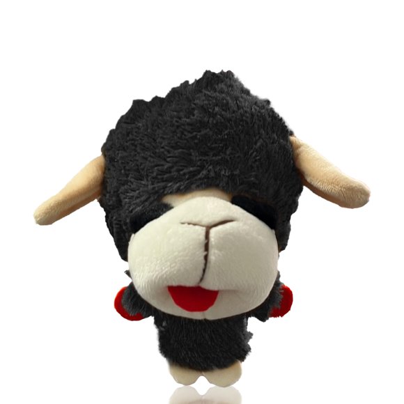 Multipet Knobby Noggins Dog Toy Lamb Chop | Lambchop Knobby Noggins Knobby | Noggins Squeaky Dog Toy Plush | 5" | Officially Licensed (Black)