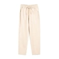 thumbnail image 1 of Timegard Pants for Women Elastic Waisted Drawstring Solid Color Crop Pants Casual Comfy Trousers Pockets, 1 of 2