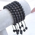 thumbnail image 2 of Natural Healing Power Gemstone Crystal Beads Unisex Adjustable Macrame Bracelets 8mm,Matte Onyx, 2 of 4