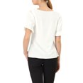 thumbnail image 3 of INSPIRE CHIC Women's Boat Neck Short Puff Sleeves Ruffle Top Blouses L White, 3 of 7
