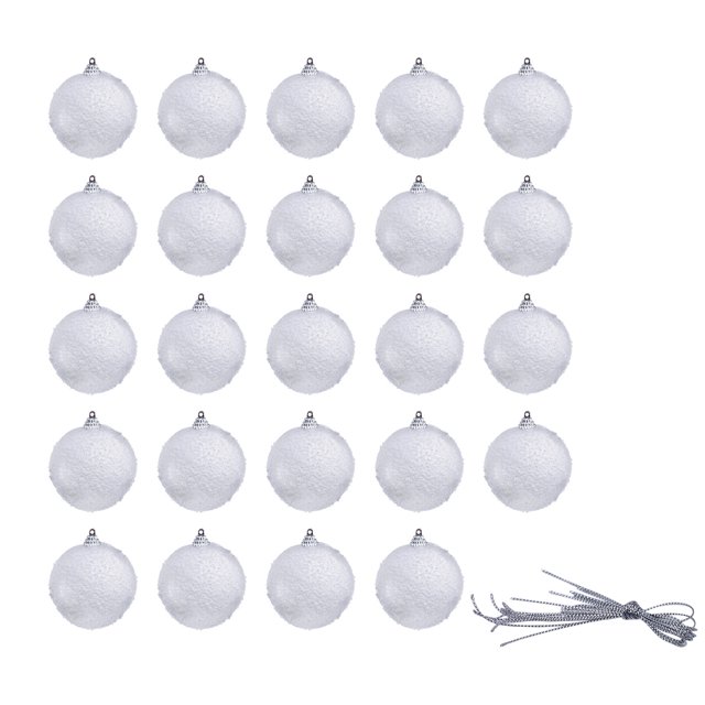 CEHVOM Christmas Ornaments, Decorations For Christmas Tree, Set Of 24 Shatterproof Light Bulbs With A Drawstring,white Balls For Decor Clearance