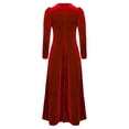 thumbnail image 4 of Rswnyirn Robe Médiévale en Velours pour Enfants Filles à Manches Longues Fleurs Dorées Renaissance Rétro Robe de Soirée d'Halloween Costume Rouge 14, 4 of 7