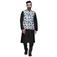 thumbnail image 1 of Atasi Mandarin Collar Traditional Solid Kurta Pajama With Printed Jacket Set, 1 of 3