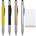 thumbnail image 2 of Zhanmai 4 Pieces Gift Pen for Men 6 in 1 Multitool Tech Tool Pen Screwdriver Pen with Ruler, Levelgauge, Ballpoint Pen and Pen Refills, Unique Gifts for Men (Gold, Black, Silver, Yellow), 2 of 4