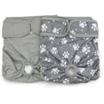 thumbnail image 1 of ZECATL Female Dog Diaper Reusable Washable Durable Absorbent Cloth Doggie Diapers Pants (XS, Grey Footprint), 1 of 6
