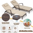 thumbnail image 1 of Edtara 2-Pack Patio Rattan Chaise Lounges, Outdoor Reclining Sun Chairs With 5-Position Adjustable Backrest and Built-In Wheels, All-Weather Poolside Loungers (No Table Included), 1 of 9