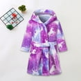 thumbnail image 2 of Splozh Boys Robe Childrens Flannel Robe Cartoon Print Home Fleece Bathrobe for Boys and Girls with Pockets Purple,9-10 Years, 2 of 6