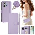 thumbnail image 2 of iPhone 17 Leather Wallet Case, Book Style Cover with Tab Closure, Light Purple, 2 of 6