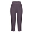 thumbnail image 5 of Yuyuzo Womens Plus Size Capris High Waisted Straight Leg Solid Color Bottom Capri Pants for Women 3/4 Slacks, 5 of 5