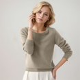 thumbnail image 2 of 2025 Women's Round Neck Pullover Men Sweater Solid Color Long Pullover Sweaters for Women Zip, 2 of 4