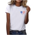 thumbnail image 4 of Hauts d'Été pour Femmes Jour de l'Indépendance Drapeau Col Rond Imprimé Lettre Manches Courtes T-Shirts pour Femmes Blanc S, 4 of 4