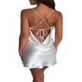 thumbnail image 3 of Robe Midi Sexy en Satin à Bretelles Spaghetti Col Bénitier pour Cocktail, 3 of 4