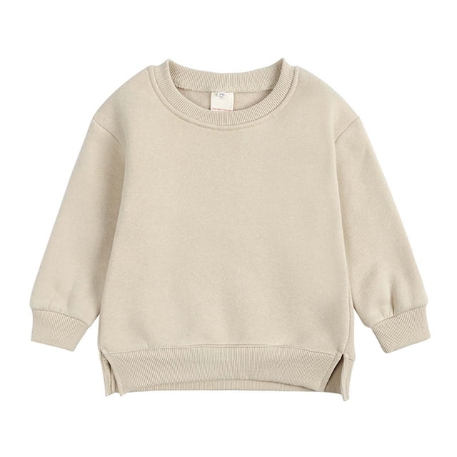 cfhntfmh Chandail pour Filles Garçons Molleton Confortable Col Rond Manches Longues Chandail de Base Doux Extensible Fente Latérale à Capuche
