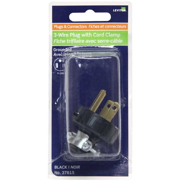 2 Pole 2 Wire 15A-125V Black Round Dead Front Plug