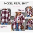 thumbnail image 3 of ORUYROP Womens Long Sleeve Plaid Shirts Flannel Lapel Button Down Shacket Jacket Coats, 3 of 6
