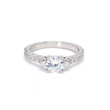 Bague en Moissanite Bague de Fiançailles en Argent Massif Bague Cadeau d'Anniversaire Accentuée de Zircon Bague de Promesse en Argent pour Femmes