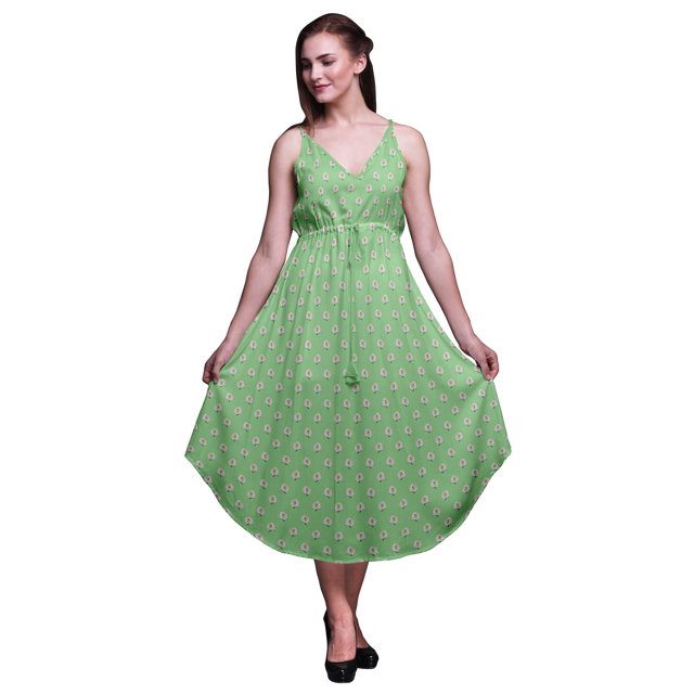 Bimba Robe de Plage Bohème Sans Manches Midi à Bretelles Imprimée Florale pour Femme - XX-Grand
