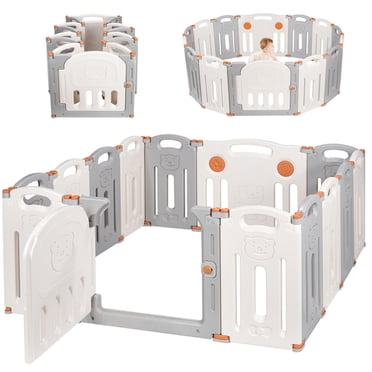 Parc pour Bébé Pliable, Barrières de Parc à 14 Panneaux Centre d'Activités Sécuritaire pour Enfants avec Porte Verrouillable, Forme Ajustable
