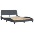 thumbnail image 3 of vidaXL Bed Frame with Headboard Dark Grey 137x190 cm Velvet, 3 of 5
