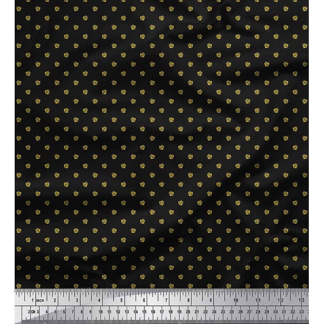 Soimoi Poly Georgette Fabric Artistic Leaves Printed Craft Fabric by the Yard 52 Inch Wide