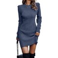 thumbnail image 1 of Innerwin Robe Chandail Col Rond Chandail pour Femmes Chandail d'Hiver Manches Longues Élégante Mini Robes Bleu Foncé S, 1 of 2