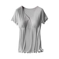 thumbnail image 1 of DPTALR Maternity Round Neck Short Sleeve Nursing Top Summer Breastfeeding Blouse, 1 of 2