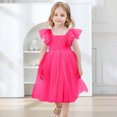 thumbnail image 2 of FhsagQ Robes Filles Robe à Volants Manches Courtes Encolure Carrée Dos Nu Tutu Robes Enfants Mariage Élégante Robe Princesse pour Filles 3-4 Ans, 2 of 4