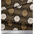 thumbnail image 2 of Soimoi Brown Velvet Fabric Geometrical Star Geometric Decor Fabric Printed Yard 58 Inch Wide, 2 of 5