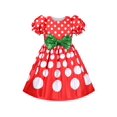 thumbnail image 1 of Robe Fille Rétro Vintage Années 50 Rouge à Pois Nœud Noël Rouge Vert 12 Ans, 1 of 6