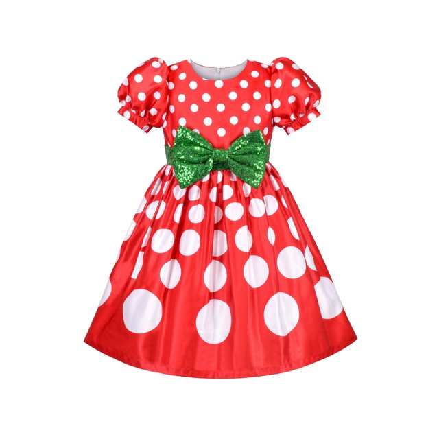Robe Fille Rétro Vintage Années 50 Rouge à Pois Nœud Noël Rouge Vert 6 Ans