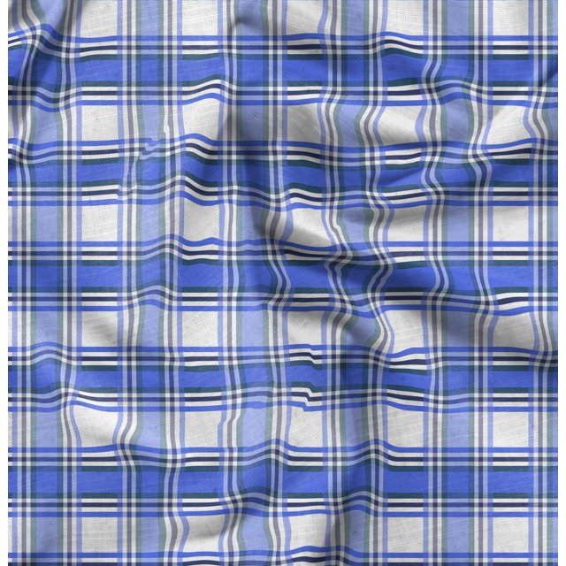 Soimoi Modal Satin Fabric Gingham Check Print Sewing Fabric Yard 42 Inch Wide