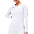 thumbnail image 1 of Mceream 2025 Chandails de Soleil à Manches Longues pour Femmes Protection Uv Hauts d'Entraînement Légers Golf Gym Randonnée Chandails Vêtements d'Extérieur Athlétique Col Rond Yoga Hauts Décontractés T-Shirt Uni Vêtements Grande Taille Blanc TG, 1 of 8