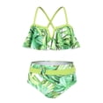 thumbnail image 1 of KYAIGUO 2-12Y Girls Two Piece Swimsuits Set Kids Rash Guard Bathing Suit Sleeveless Swimwear Set, 1 of 8