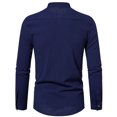 thumbnail image 4 of 2025 New Men's Solid Color Cotton Linen Long Sleeve Shirt, 4 of 5
