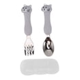 thumbnail image 2 of 2 Pcs Toddler Utensils, Stainless Steel Flatware Fork Spoon Kids Silverware Set With Comfortable Handle Toddler Training Spoon Cartoon Fork Cutlery Set For Kids Safe Dining, 2 of 8