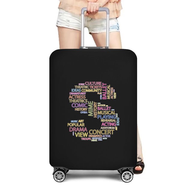 Stretch Luggage Cover Suitcase Covers Text Letter Printed Travel Accessories Printed Dust Cover 18''-28'' Inch Protective Case 8text S M